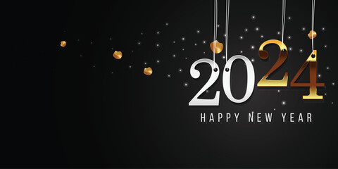 2024 New Year. 2024 Happy New Year greeting card. 2024 Happy New Year background.