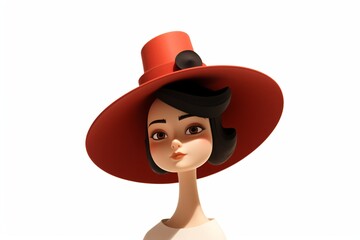 Cartoon illustration of a woman wearing a red hat
