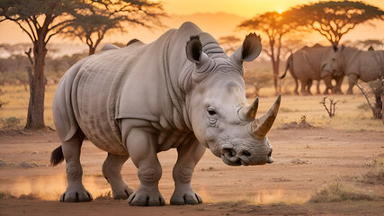 Naklejka premium rhino in the wild