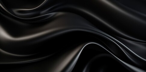 Obraz premium black silk background texture with subtle reflections, generative ai