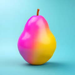 Colorful pear isolated on the pink blue background