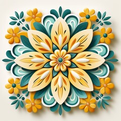 Arabesques in yellow and light green, white background