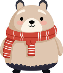 Christmast Cute Bear Cartoon Flat