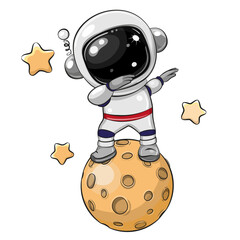 Cartoon dancing astronaut on the moon