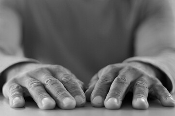 praying to God with hands together on grey black background with people stock image stock photo	