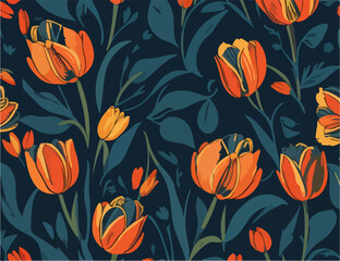 Tulips Flower Marvels Unveiled, 2D Flat Vector