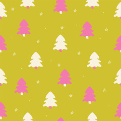 bright acid pattern of fir trees