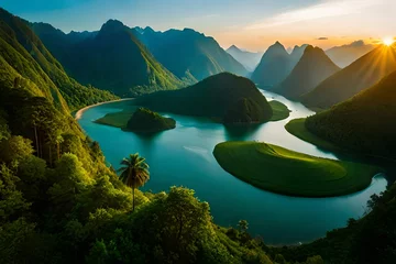 Fotobehang Beautiful natural scenery of river in southeast    © Faizan