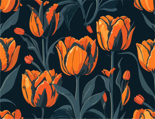 Tulips Flower Dreams Come Alive, 2D Flat Vector