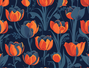 Tulips Flower Wonders, Flat Vector 2D Backgrounds