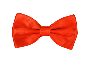 Elegant red bow tie isolated on white background.