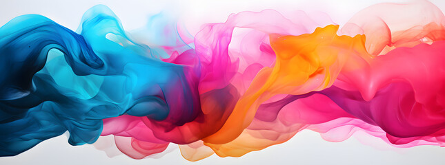  colorful abstract painting of pink, blue and yellow, with white background, in the style of wavy resin sheets