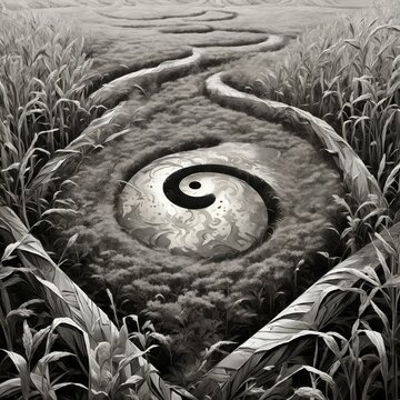 beautiful gray field yin yang with attractive light and details 