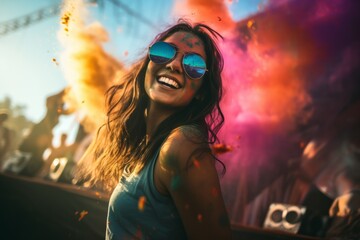 Party girl having fun at festival