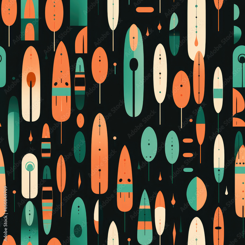 Wall mural abstract modern shapes repeat pattern minimal retro