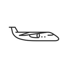 Passenger plane from the side, linear icon. Line with editable stroke