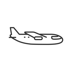 Fototapeta na wymiar Passenger airplane, linear icon. Line with editable stroke