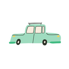 cute car in flat style. hand drawn vector illustration