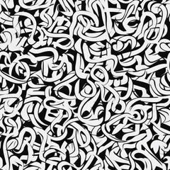Obraz premium Black and white doodles graffiti funky repeat pattern