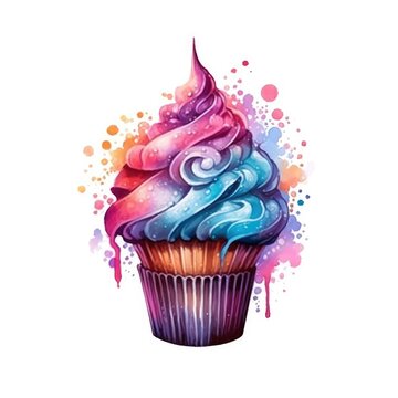 Dark fantasy cupcake, Watercolor