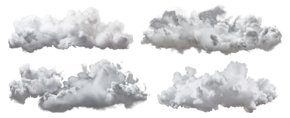 Set of white clouds cut out