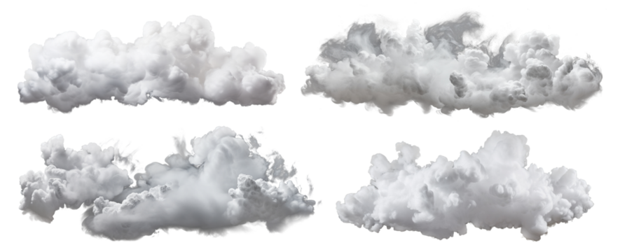 Set of white clouds cut out