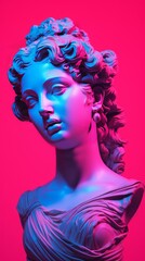 A statue of a woman in a vibrant and colorful setting - obrazy, fototapety, plakaty
