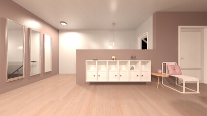 夜景が見えるリビングルーム