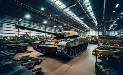 Interior Military Tank Repair Factory