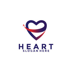 Heart abstract logo emblem design elegant modern minimal style vector illustration. Premium business geometric logotype symbol