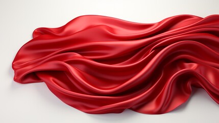 Realistic set of flying red silk cloth on white. - obrazy, fototapety, plakaty