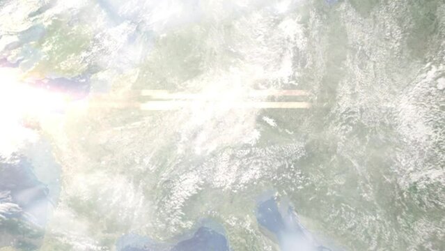 Zoom in from space and focus on Aalen, Germany. 3D Animation. Background for travel intro. Elements of this image furnished by NASA