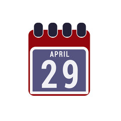 Calendar displaying day 29 (twenty-ninth) of the April, Day 29 of the month. Illustration
