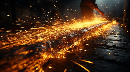 Realistic sparks of weld metal blade, firework.