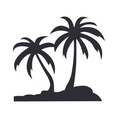 Coconut tree icon, shadow, silhouette. Vector illustration.