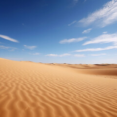 Fototapeta na wymiar Empty sandy desert with blue sky background