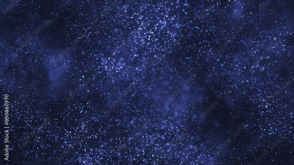 Wall mural abstract flowing blue particles motion background animation with shallow depth of field - cosmic sta