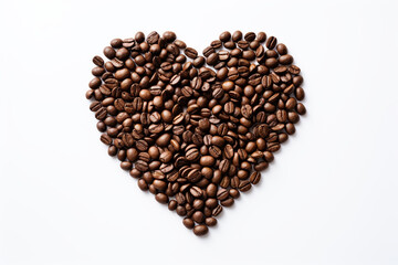 Corazón hecho con granos de café tostado