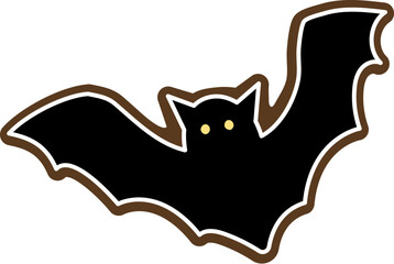 Editable halloween spooky, cute and fun flying bat icing cookie vector illustration. material for background with editable strokes