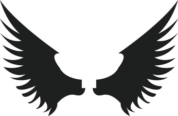 black wings icons. Wings badges. Collection wings badges. Vector