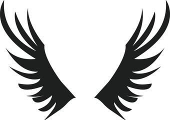 black wings icons. Wings badges. Collection wings badges. Vector