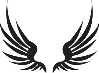 black wings icons. Wings badges. Collection wings badges. Vector