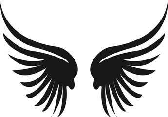 black wings icons. Wings badges. Collection wings badges. Vector