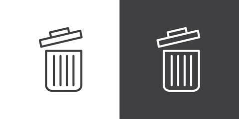 Simple trash icons in line style. Delete icon line, Trash can linear pictogram pack. Waste and recycle icons. Modern vector trash can symbol isolated on white background.
