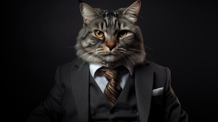 Portrait of a cat in a business suit