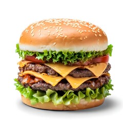 delicious american hamburger on white background