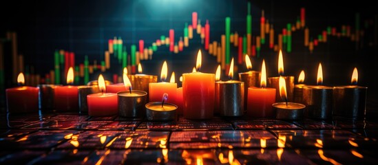 Candlestick graph shows revenue growth in stock and forex market Stock market crashed due to Covid 19 and war awaiting reversal to invest in growth stocks