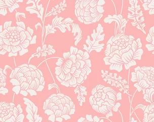Foto op Plexiglas Bicolor flowers seamless pattern. Pink color. Floral pattern. Nature illustration wallpaper, cover, background, backdrop. For textile, fabric wrapping paper, invitation wedding, curtains © sunny_lion