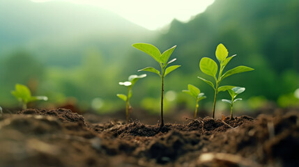 A cluster of vibrant green plants thriving in fertile soil