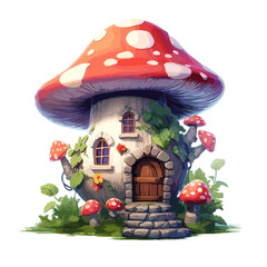 Mushroom house , Graphic , Illustration, Watercolor PNG
